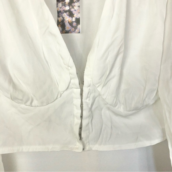 Cider White Peasant Crop Long Sleeve Blouse L - Picture 4 of 4